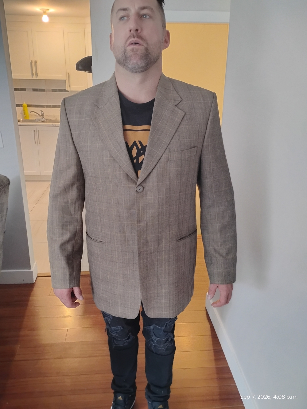 Dior Men's Tan Plaid Single-Button Blazer